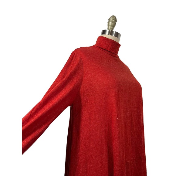 VTG Jersey Modeller SWEDEN Heathered Orange Mock Neck Swing Tent Dress - Picture 4 of 12